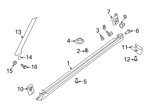 2020 Nissan Kicks Exterior Trim - Pillars Plug Rubber Diagram for 01658-01361