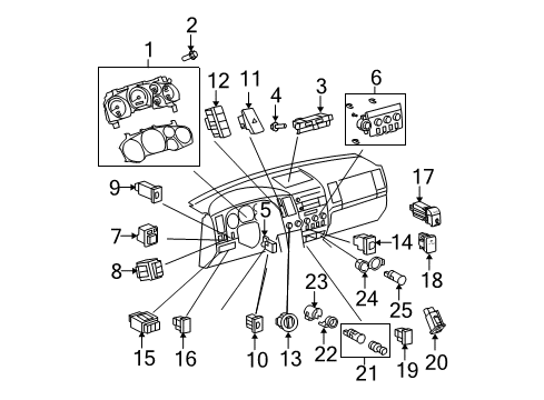 2008 Toyota Tundra Cluster & Switches, Instrument Panel Dash Control Unit Diagram for 84010-0CC20