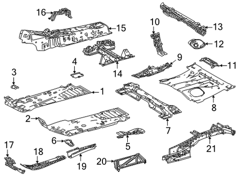 2020 Toyota Highlander Floor & Rails Center Floor Pan Diagram for 58202-0E100