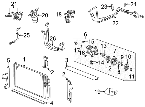 2004 Pontiac Bonneville A/C Condenser, Compressor & Lines Pressure Switch O-Ring Diagram for 52450548