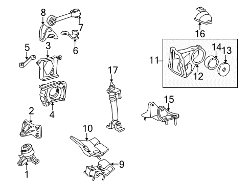2001 Toyota Camry Engine & Trans Mounting Front Mount Bracket Diagram for 12311-0A040