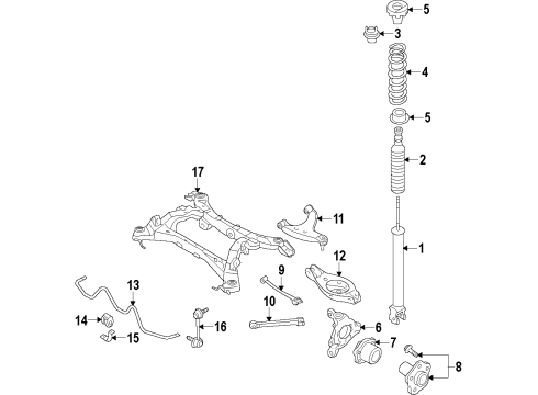 2011 Nissan 370Z Rear Suspension Components, Lower Control Arm, Upper Control Arm, Stabilizer Bar Shock Absorber Mounting Seal Diagram for 55338-1EA0A
