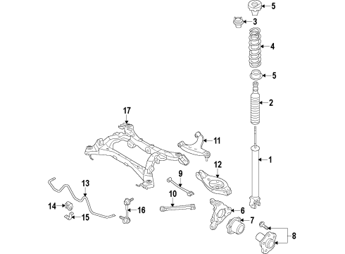 2015 Nissan 370Z Rear Suspension Components, Lower Control Arm, Upper Control Arm, Stabilizer Bar Shock Absorber Kit-Rear Diagram for E6210-6GA0A