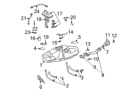 1996 Toyota Tacoma Fuel Supply Bracket, Fuel Pump Diagram for 23206-0C010