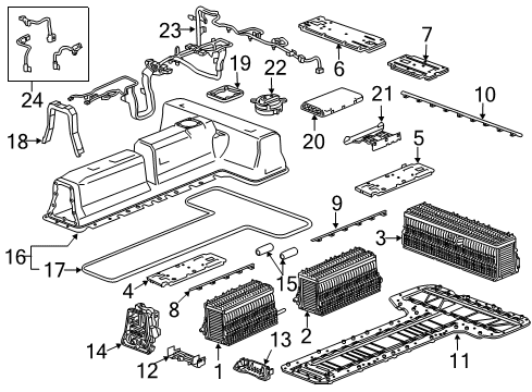 2016 Chevrolet Volt Hybrid Components, Battery, Cooling System Battery Diagram for 24289121