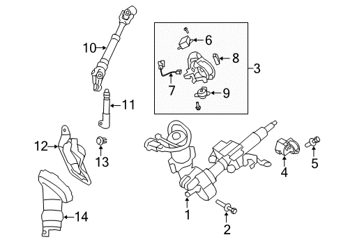 2010 Toyota Corolla Ignition Lock Column Assembly Diagram for 45250-02820