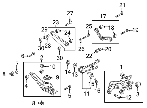 2020 Hyundai Veloster Rear Suspension Carrier Assembly-Rear Axle, LH Diagram for 52710-J3AA0