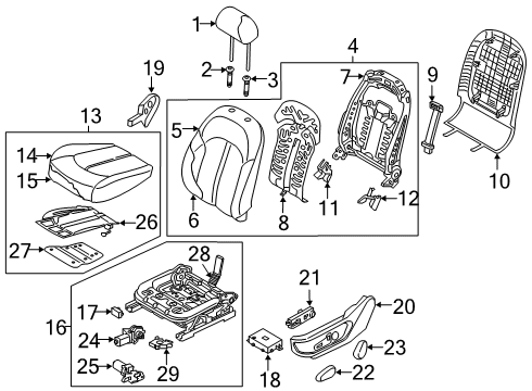 2016 Kia Optima Driver Seat Components Back Assembly-Front Seat, LH Diagram for 88300D5030H2R