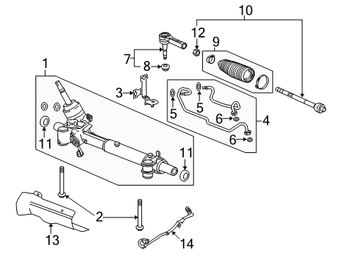 2015 Buick LaCrosse P/S Pump & Hoses, Steering Gear & Linkage Inner Tie Rod Diagram for 13271996
