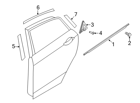 2014 Hyundai Elantra GT Exterior Trim - Rear Door Moulding Assembly-Rear Door Delta, RH Diagram for 83840-A5000