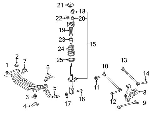 2009 Toyota Camry Rear Suspension Components, Stabilizer Bar Strut Diagram for 48540-09660