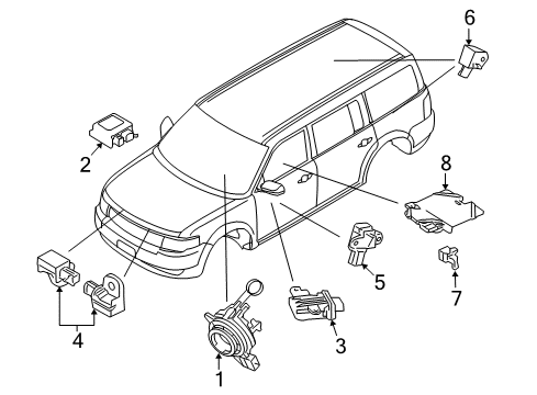 2017 Ford Flex Air Bag Components Clock Spring Diagram for FG1Z-14A664-B