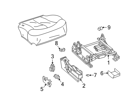 2004 Hummer H2 Power Seats Cover, Passenger Seat Inner Adjuster Upper Rear Finish *Black Diagram for 12478524