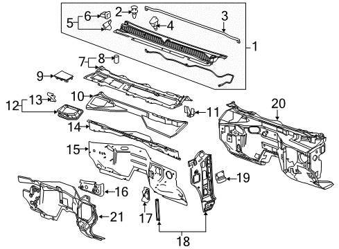 2018 Chevrolet Suburban Cowl Upper Panel Cover Diagram for 23261746