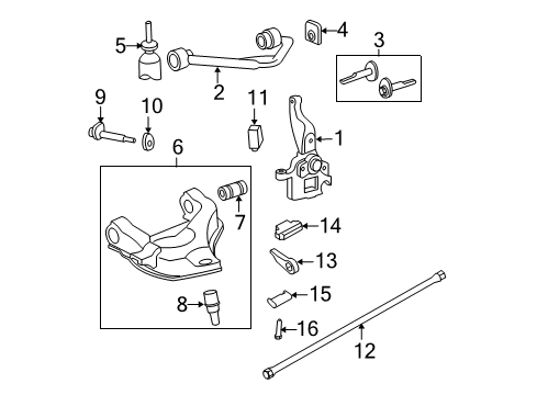 2009 Ford Ranger Front Suspension Components, Lower Control Arm, Upper Control Arm, Stabilizer Bar, Torsion Bar Isolator Retainer Nut Diagram for 6L5Z-5B329-A