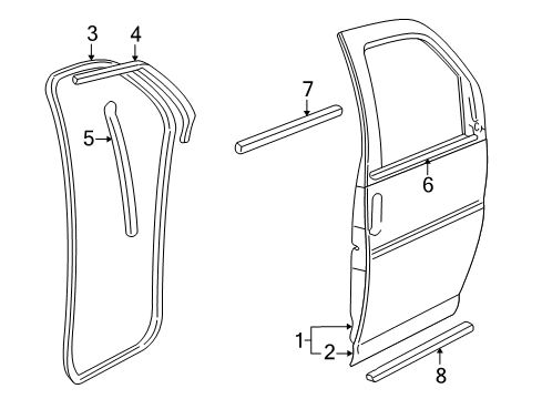 1996 Chevrolet P30 Front Door & Components, Exterior Trim Weatherstrip Asm-Front Side Door Window Diagram for 15724981