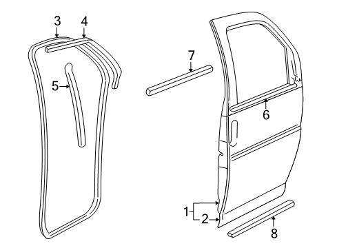 2002 GMC Savana 3500 Front Door Door Shell Diagram for 88980849