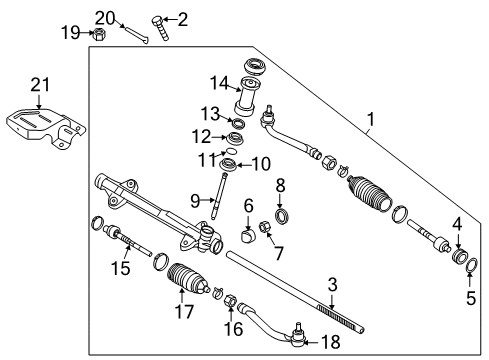 2016 Hyundai Elantra Steering Column & Wheel, Steering Gear & Linkage Bellows-Steering Gear Box Diagram for 57740-3X200