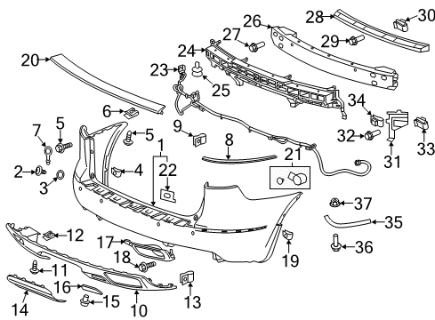 2014 Buick Enclave Rear Bumper Inner Support Diagram for 23140560