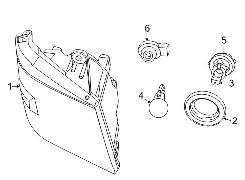 2009 Chrysler Town & Country Headlamps Park And Turn Headlamp Left Diagram for 5113341AG