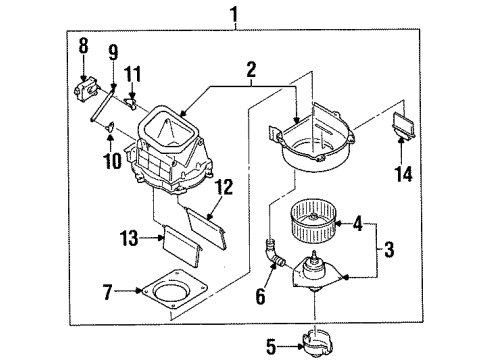 1995 Nissan Maxima Blower Motor & Fan Blower Assy-Front Diagram for 27200-40U02