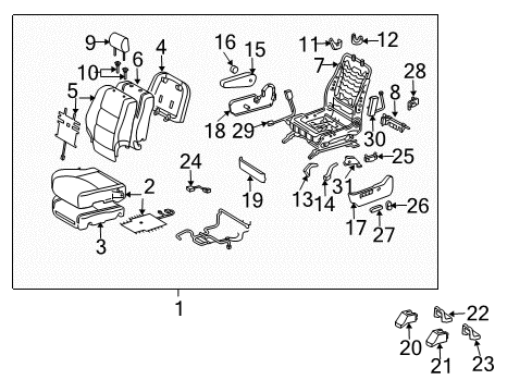 Diagram for 2007 Toyota Highlander Front Seat Components 