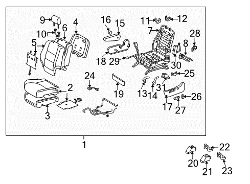 2007 Toyota Highlander Front Seat Components Seat Cushion Pad Diagram for 71512-48110