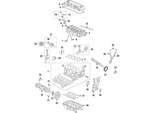 2019 Honda HR-V Engine Parts, Mounts, Cylinder Head & Valves, Camshaft & Timing, Oil Pan, Oil Pump, Crankshaft & Bearings, Pistons, Rings & Bearings, Variable Valve Timing Pump Assembly, Oil Diagram for 15100-R1A-A01