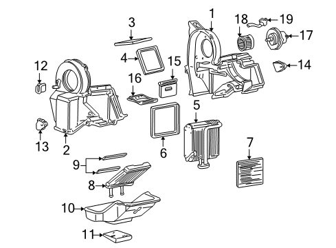 2002 Chevrolet Express 2500 Auxiliary Heater & A/C Evaporator Core Diagram for 52481840