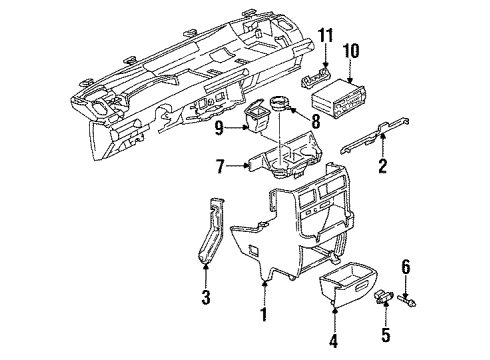 1993 Oldsmobile Silhouette Instrument Panel Bumper, Instrument Panel Lower Extension Compartment Diagram for 12520397