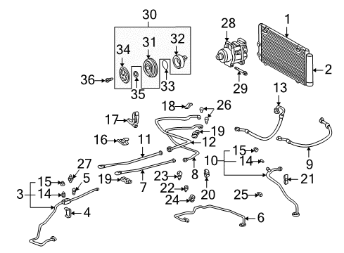 2002 Toyota MR2 Spyder Air Conditioner Suction Pipe Valve Diagram for 88374-30010