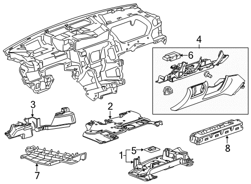 2016 Cadillac CTS Cluster & Switches, Instrument Panel Access Cover Diagram for 22821680