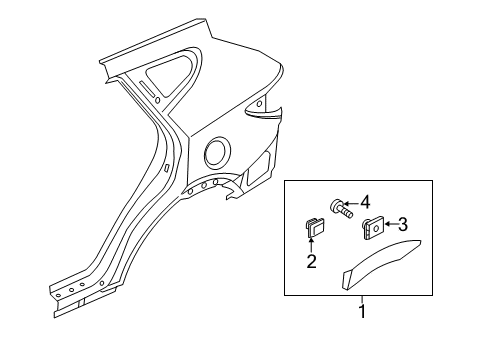 2014 Hyundai Santa Fe Sport Exterior Trim - Quarter Panel Garnish Assembly-Quarter Side, LH Diagram for 87741-4Z000