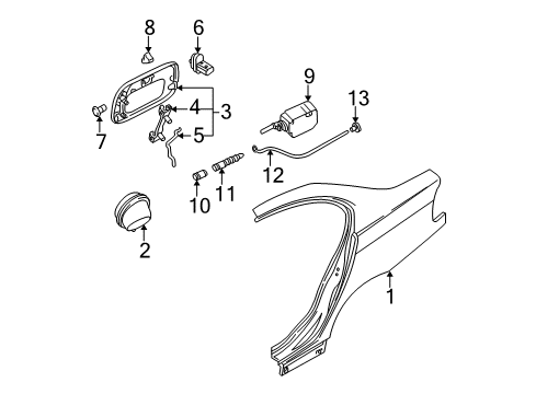 2004 BMW 325xi Quarter Panel & Components Left Rear Side Panel Diagram for 41137062573