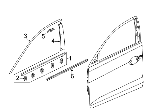2013 Acura ILX Exterior Trim - Front Door Garnish, Right Front Door Sash Diagram for 72430-TX6-A01