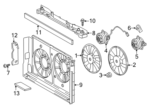 2015 Toyota Prius V Cooling System, Radiator, Water Pump, Cooling Fan Motor, Cooling Fan Diagram for 16363-37050