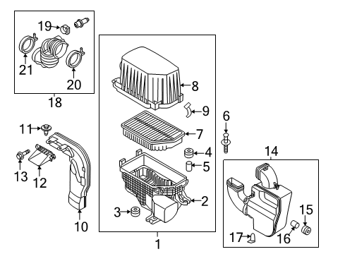 2019 Kia Soul Filters Cover-Air Cleaner Diagram for 28111B2500