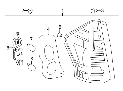 2013 Toyota Prius V Bulbs Tail Lamp Assembly Gasket Diagram for 81562-47140