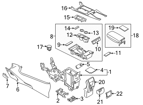 2018 Ford Escape Center Console Cup Holder Diagram for GJ5Z-7813562-AB