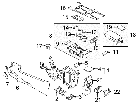 2018 Ford Escape Center Console Compartment Door Mat Diagram for GJ5Z-7813586-AA