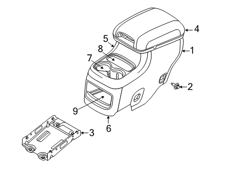 2018 Dodge Durango Center Console Console-Floor Diagram for 5SG38HL1AA