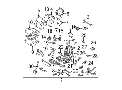 2010 Toyota Avalon Heated Seats Seat Back Cover Diagram for 71074-07210-A0