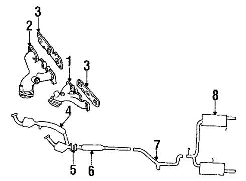 1998 Mercury Sable Exhaust Components Resonator & Pipe Diagram for F8DZ5W201AB