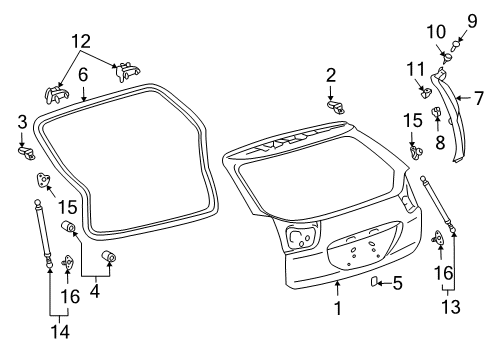 2008 Lexus RX350 Lift Gate Weatherstrip, Back Door Diagram for 67881-0E011