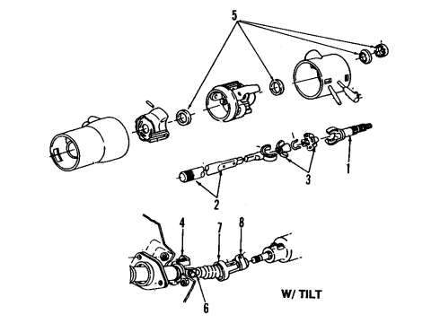 1988 Dodge B350 Steering Column Intermediate Steering Shaft Diagram for 4115876