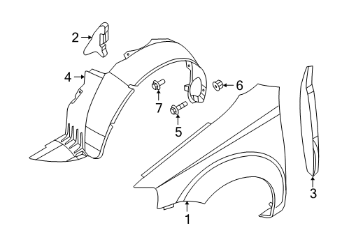 2009 Pontiac G3 Fender & Components Fender Liner Diagram for 96808314