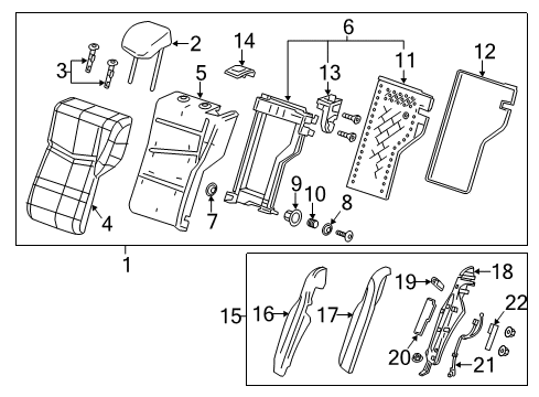 2014 Cadillac ATS Rear Seat Components Bolster Diagram for 22918343