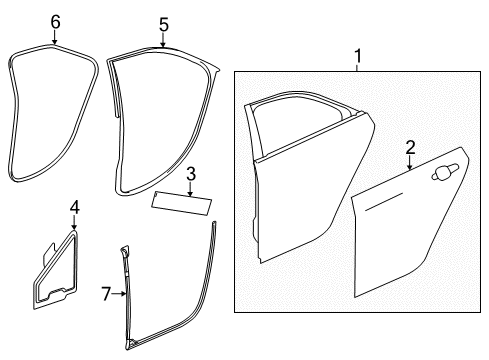 2016 Cadillac CTS Rear Door Weatherstrip On Body Diagram for 84056860