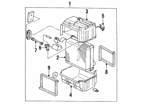 1994 Isuzu Rodeo Air Conditioner Evaporator Assembly, Air Conditioner Diagram for 8-97104-481-1