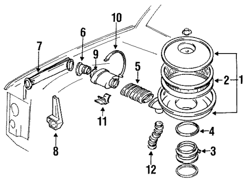 1993 GMC Yukon Filters Duct Asm-Front Intermediate Air Intake Diagram for 15667232